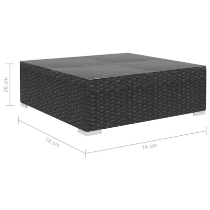 10 pcs conjunto lounge de jardim c/ almofadões vime PE preto