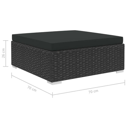 10 pcs conjunto lounge de jardim c/ almofadões vime PE preto