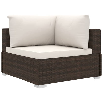 10 pcs conjunto lounge jardim c/ almofadões vime PE castanho