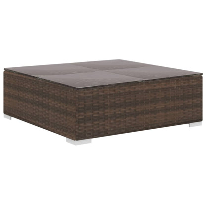 10 pcs conjunto lounge jardim c/ almofadões vime PE castanho