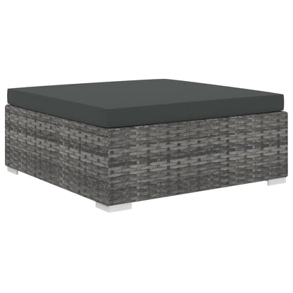 10 pcs conjunto lounge de jardim c/ almofadões vime PE cinzento