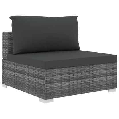 10 pcs conjunto lounge de jardim c/ almofadões vime PE cinzento