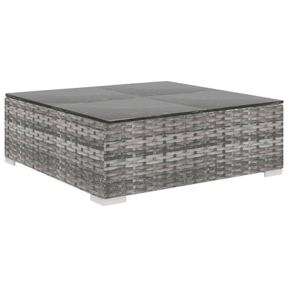 10 pcs conjunto lounge de jardim c/ almofadões vime PE cinzento