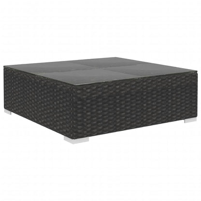 10 pcs conjunto lounge de jardim c/ almofadões vime PE preto