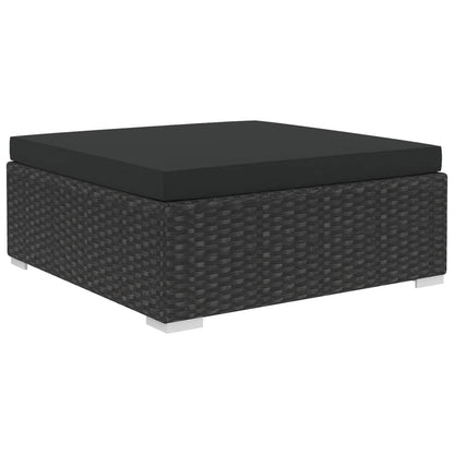 10 pcs conjunto lounge de jardim c/ almofadões vime PE preto
