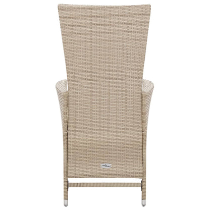7 pcs conjunto jantar exterior com almofadões vime PE bege