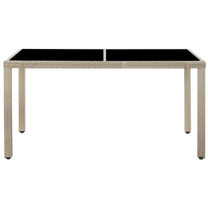7 pcs conjunto jantar exterior com almofadões vime PE bege