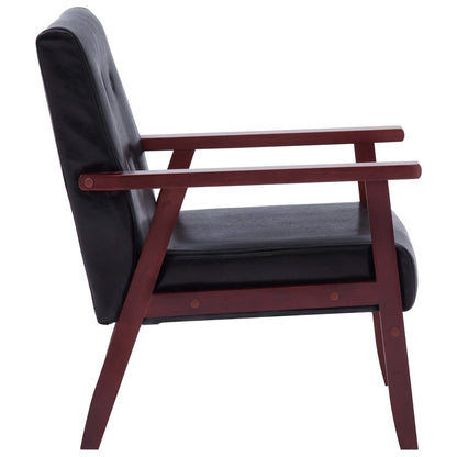 2 pcs sofa set black faux leather