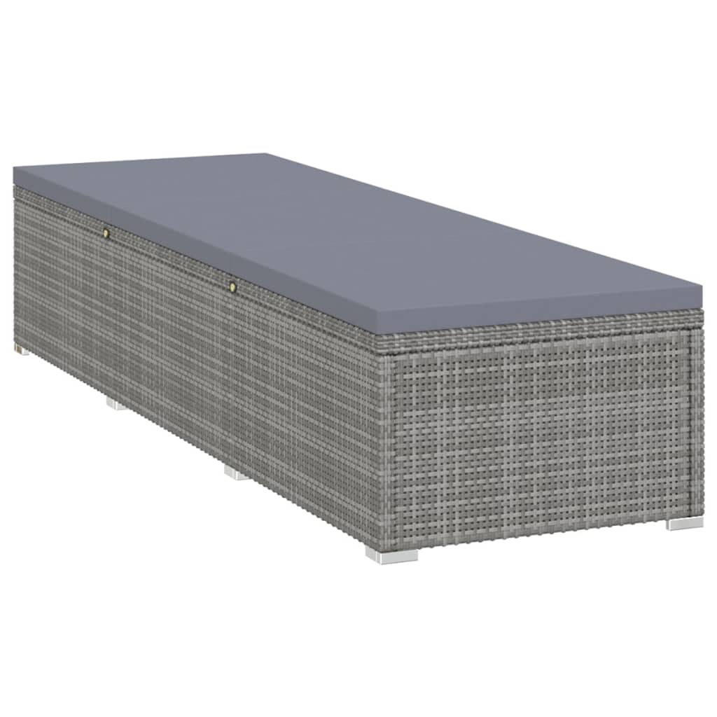 Grey PE wicker sun lounger with cushion