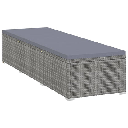 Grey PE wicker sun lounger with cushion
