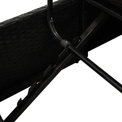 Sun lounger with cushions in black PE wicker