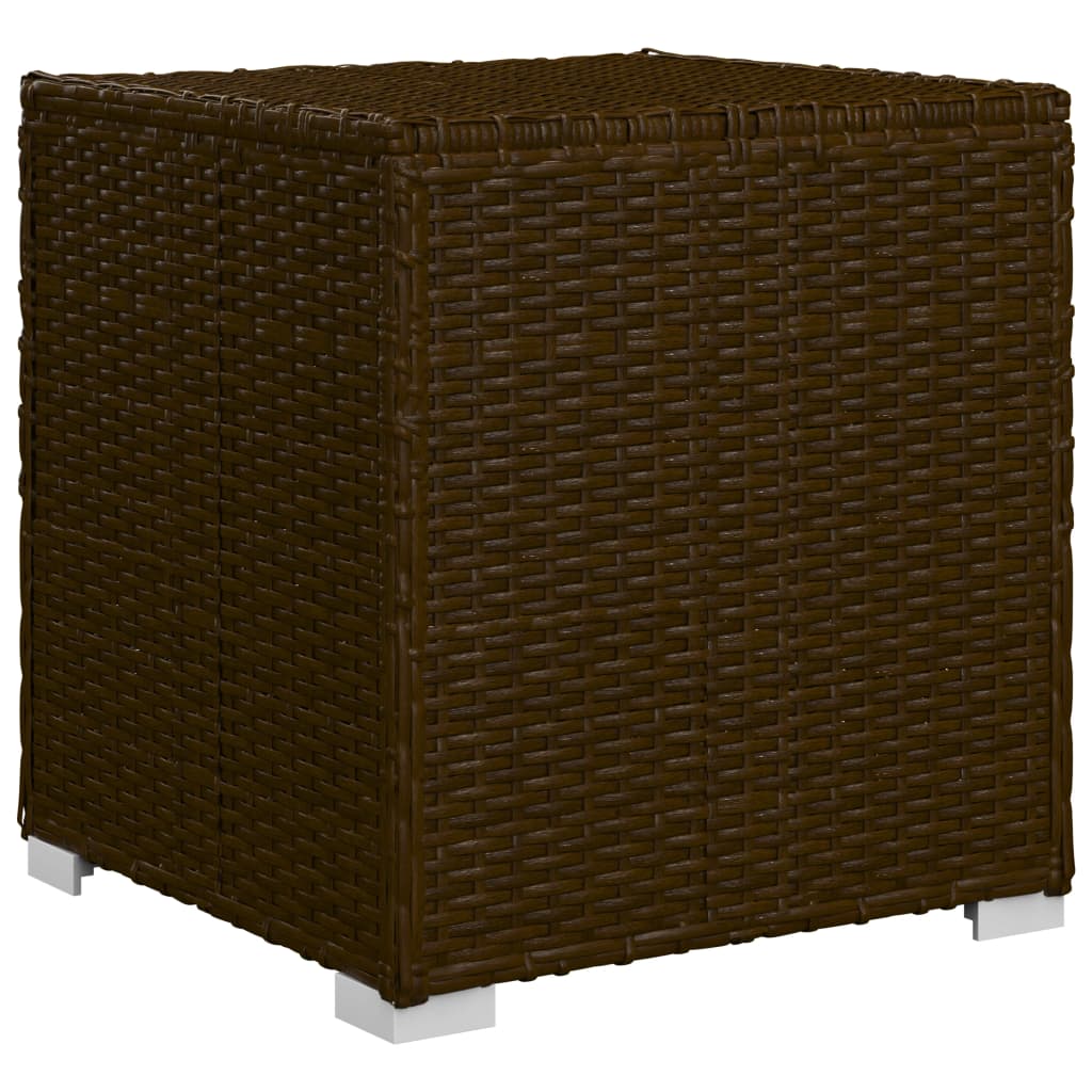 Sun lounger with cushion and coffee table in brown PE wicker