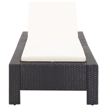 Black PE wicker sun lounger with cushion