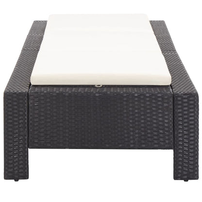Black PE wicker sun lounger with cushion