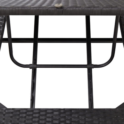 Black PE wicker sun lounger with cushion