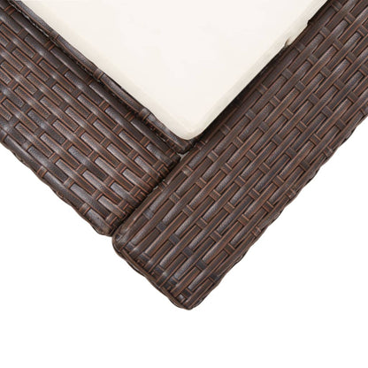 Brown PE wicker sun lounger with cushion