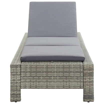 Grey PE wicker sun lounger with cushion