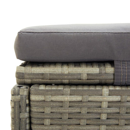 Grey PE wicker sun lounger with cushion