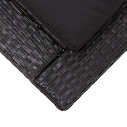 Black PE wicker sun lounger with cushion