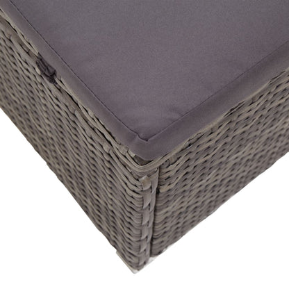 Sun lounger with canopy and cushion in grey PE wicker