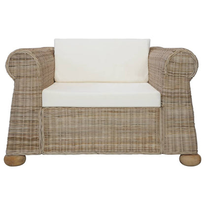 2 pcs conjunto de sofás com almofadões vime natural