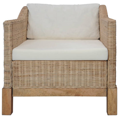 2 pcs conjunto de sofás com almofadões vime natural