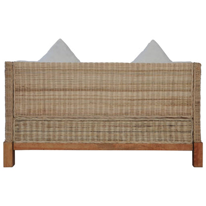 2 pcs conjunto de sofás com almofadões vime natural