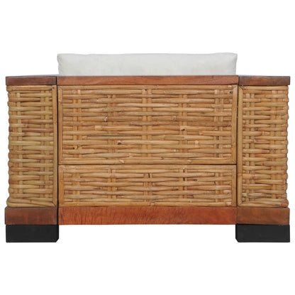2 pcs sofa set with cushions natural wicker brown