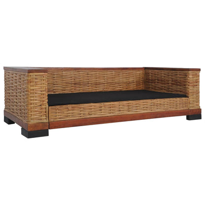 2 pcs sofa set with cushions natural wicker brown