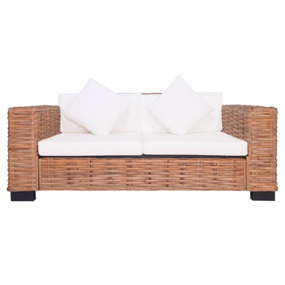 2 pcs conjunto de sofás com almofadões vime natural