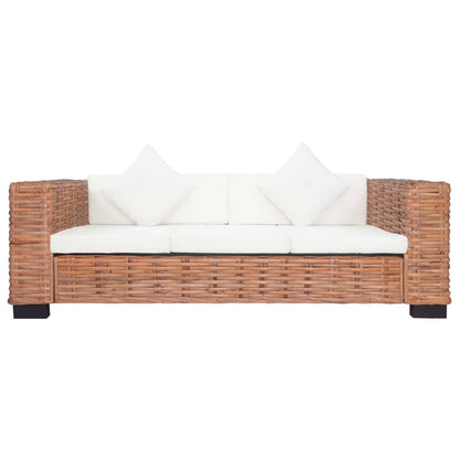2 pcs conjunto de sofás com almofadões vime natural