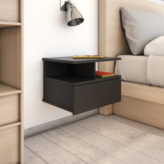 Suspended bedside tables 2pcs 40x31x27 wood derivatives black