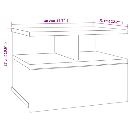 Suspended bedside table made of wood derivatives in cement grey