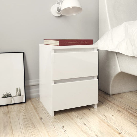 Bedside table 30x30x40 cm glossy white plywood