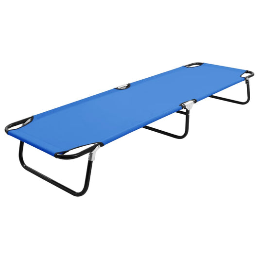 Blue steel folding sun lounger/bed