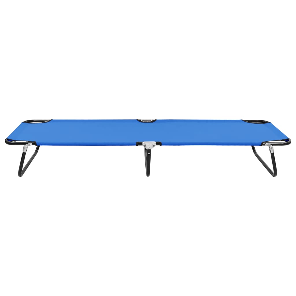 Blue steel folding sun lounger/bed