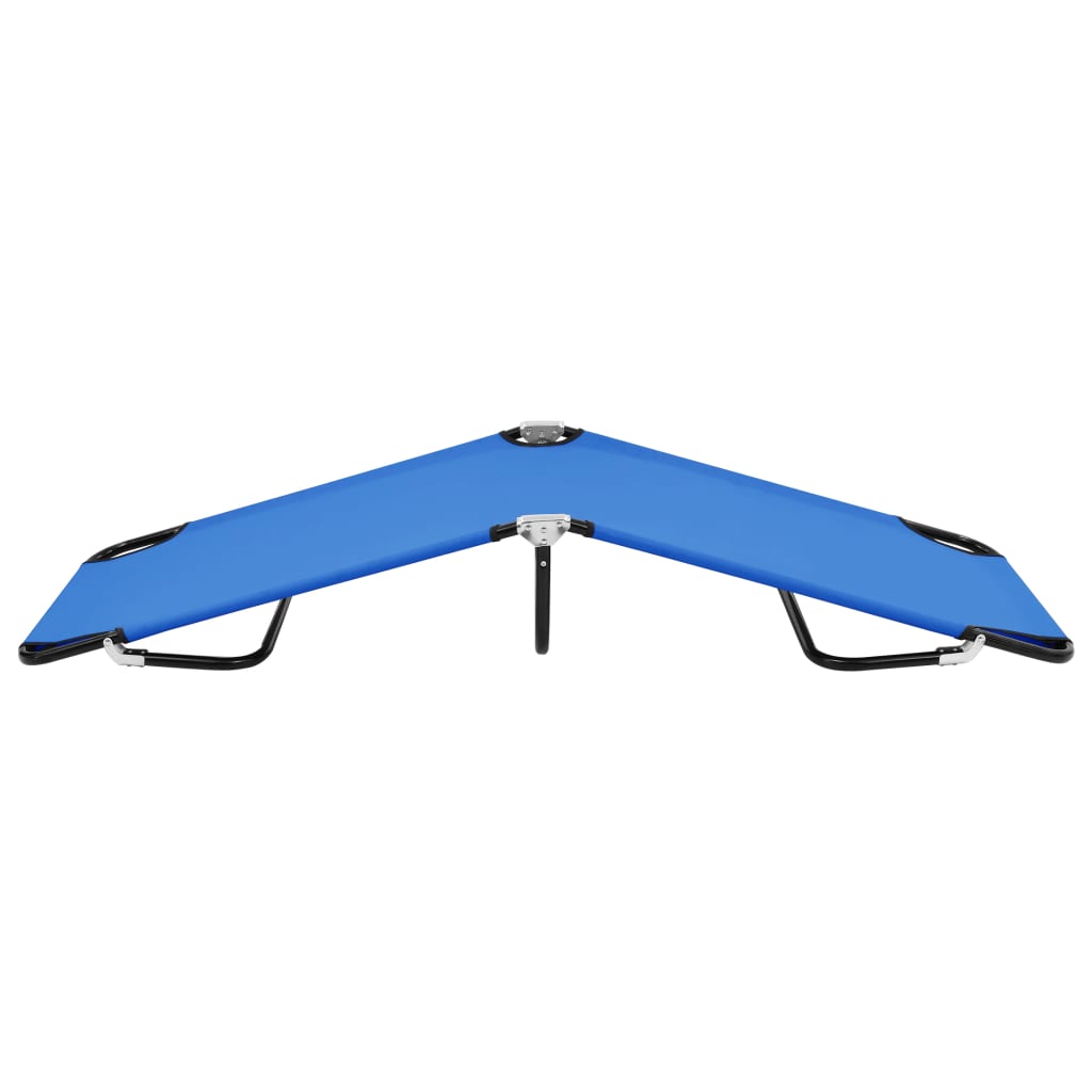 Blue steel folding sun lounger/bed
