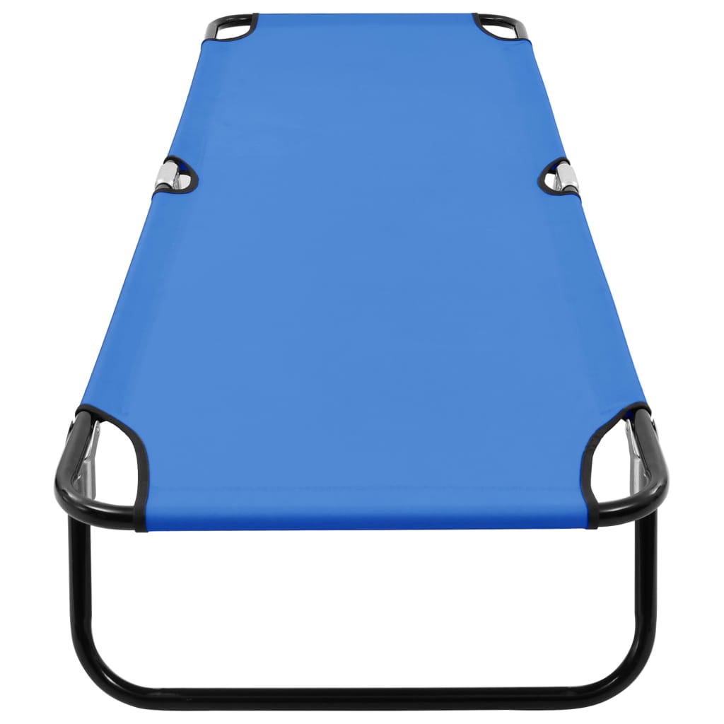 Blue steel folding sun lounger/bed