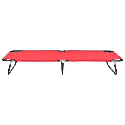Red steel folding sun lounger/bed