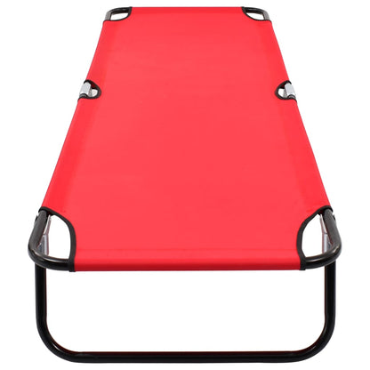 Red steel folding sun lounger/bed