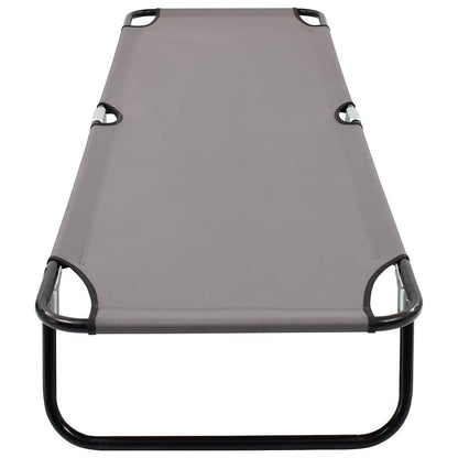 Grey steel folding sun lounger/bed