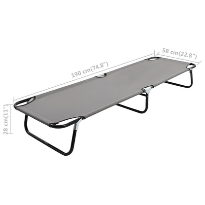 Grey steel folding sun lounger/bed