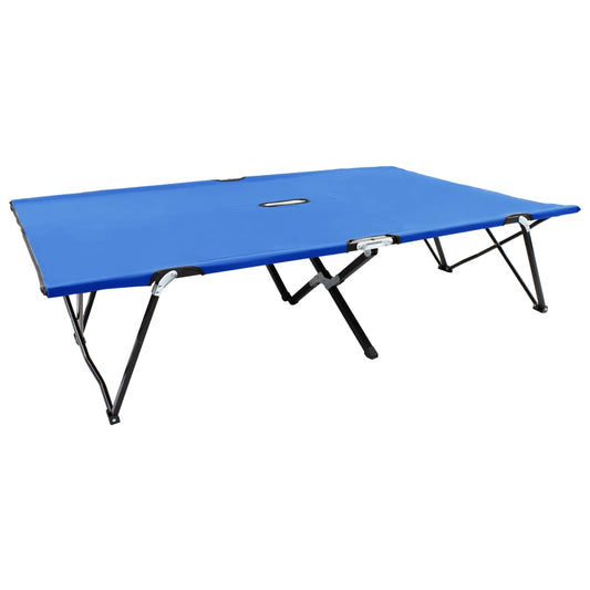 2 person folding sun lounger/bed in blue steel