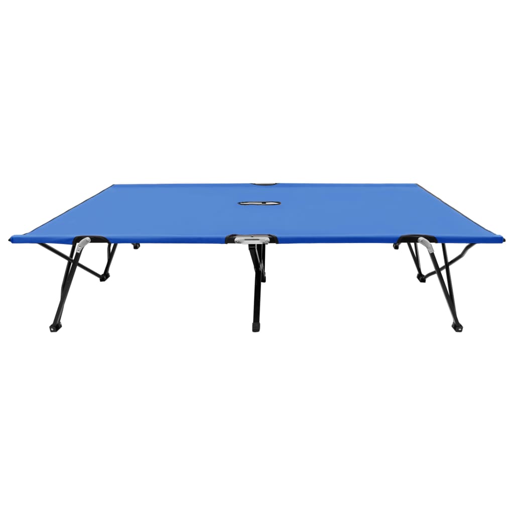 2 person folding sun lounger/bed in blue steel