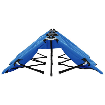 2 person folding sun lounger/bed in blue steel