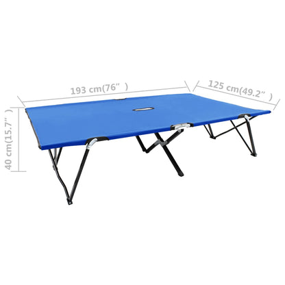 2 person folding sun lounger/bed in blue steel