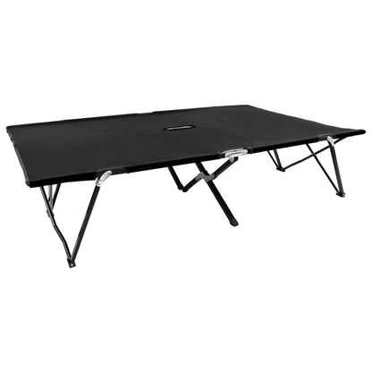 2 person folding sun lounger/bed in black steel