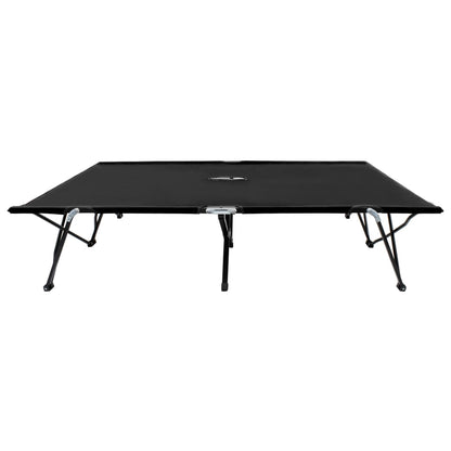 2 person folding sun lounger/bed in black steel