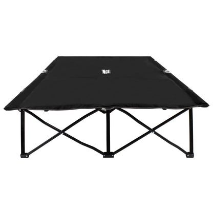 2 person folding sun lounger/bed in black steel