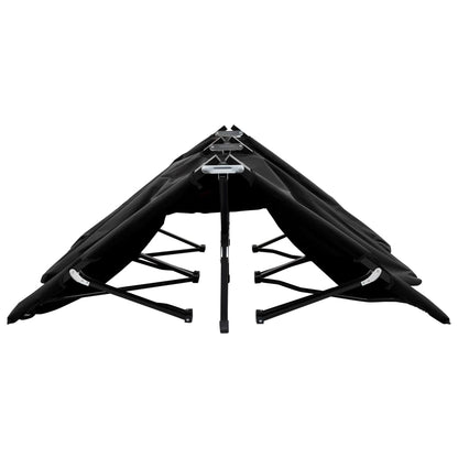 2 person folding sun lounger/bed in black steel
